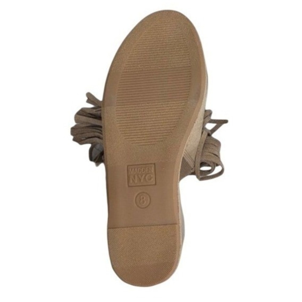 Madden NYC Fringe Platform Wedge Slides Taupe Size 8 New NWT - Picture 6 of 9